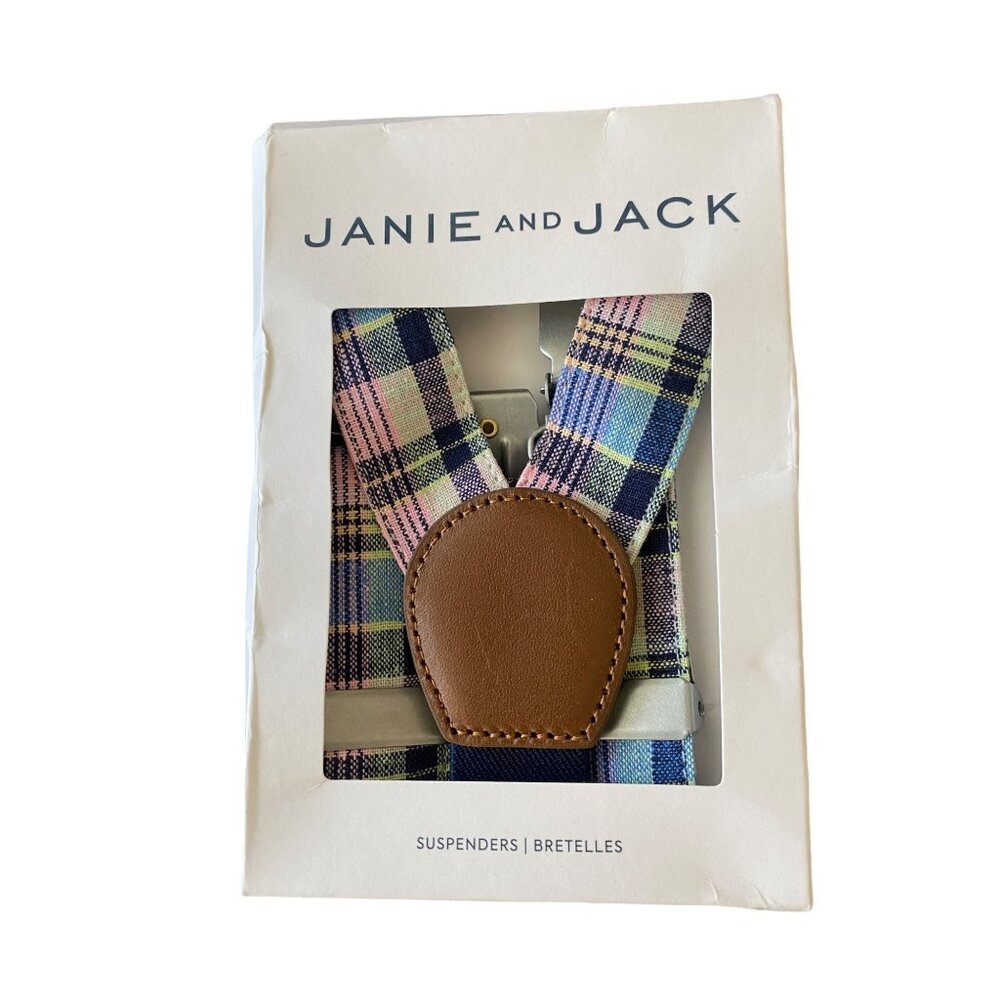 Janie and Jack $30 Linen Plaid Suspender NEW IN BOX